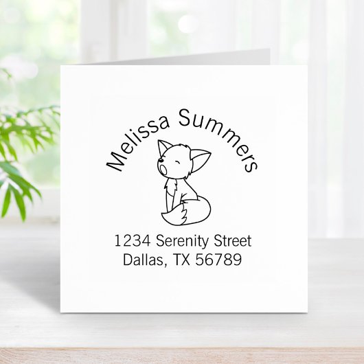 スリーピリトルキツネアーチアドレス ラバースタンプ