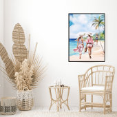 スリーピンクコースト女性のカーボーイトロピカルアイランド ポスター