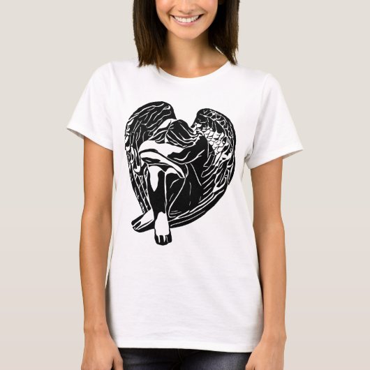 スリーピングエンジェルガールファンタジー宗教抽象芸術 Tシャツ (正面)