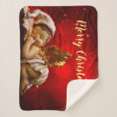 スリーピングエンジェルベビーイエズクリスマス シェルパブランケット (正面)