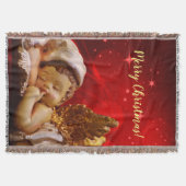 スリーピングエンジェルベビーイエズクリスマス スローブランケット (正面)