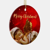 スリーピングエンジェルベビーイエズクリスマス セラミックオーナメント (右)