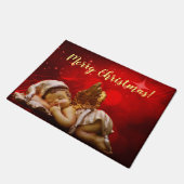 スリーピングエンジェルベビーイエズクリスマス ドアマット (アングル)