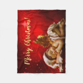 スリーピングエンジェルベビーイエズクリスマス フリースブランケット (正面)