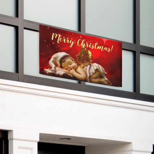 スリーピングエンジェルベビーイエズクリスマス 横断幕 (ビルの外側)