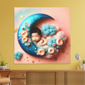 スリーピングエンジェル – 愛らしい子供部屋ウォールアート キャンバスプリント (インサイチュ (リビング))