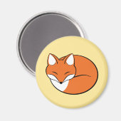 スリーピングカートゥーンキツネオンイエロー マグネット (正面/裏面)