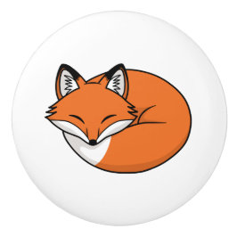 スリーピングカートゥーンキツネ セラミックノブ