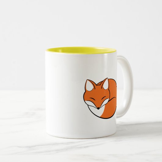 スリーピングカートゥーンキツネ ツートーンマグカップ (正面右)