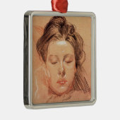 スリーピングガール顔(by Frantisek Kupka) メタルオーナメント (右)