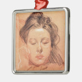 スリーピングガール顔(by Frantisek Kupka) メタルオーナメント (左)