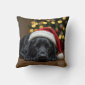 スリーピングクリスマスブラックラブラドールレトリバー クッション (裏面)