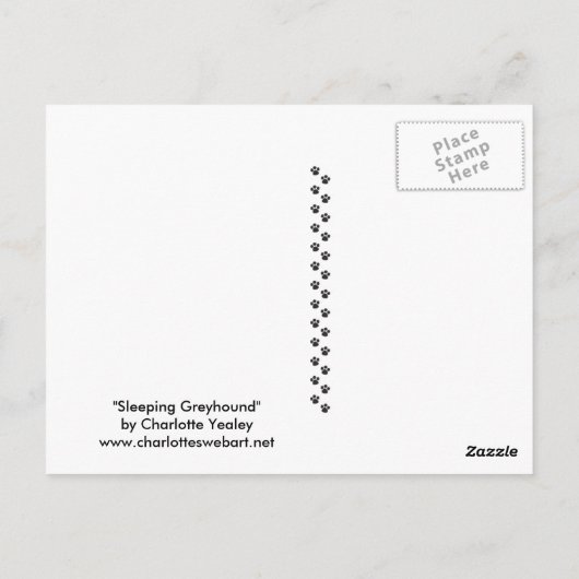 スリーピンググレイハウンドドッグアートポスカード ポストカード (裏面)