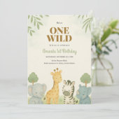 スリーピングサファリベビーアニマルズ誕生日招待状 招待状 (スタンド正面)