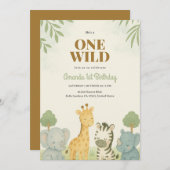 スリーピングサファリベビーアニマルズ誕生日招待状 招待状 (正面/裏面)