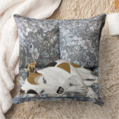 スリーピングジャックラッセルオンアブルーソファフローラ クッション (ブランケット)