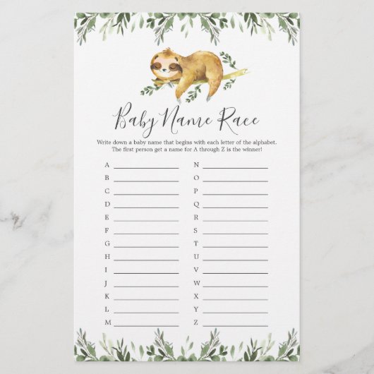 スリーピングスベビーシャワー名レースゲーム (正面)