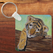 スリーピングタイガーカブ絵画のキーチェーン キーホルダー (正面)