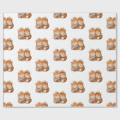 スリーピングツインベビーキツネ ラッピングペーパー (フラット)