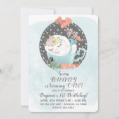 スリーピングティーカップバニーラビットバースデーパーティー 招待状 (正面)