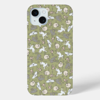 スリーピングドッグインスパイアプリントイングリーングレー iPhone 15 MINIケース