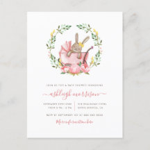 スリーピングバニーイン乳母車 | 女の子の赤ちゃんシャワー