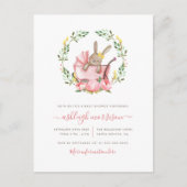 スリーピングバニーイン乳母車 | 女の子の赤ちゃんシャワー インビテーションポストカード (正面)