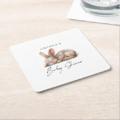 スリーピングバニーニュートラルカラーズサンキュー スクエアペーパーコースター (アングル)