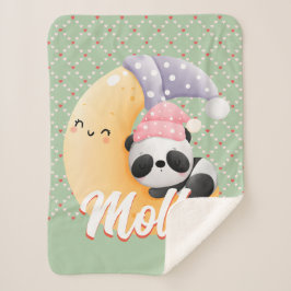 スリーピングパンダのパーソナライズベビー名 シェルパブランケット