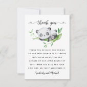 スリーピングパンダウォーターカラー誕生日 |赤ちゃんシャワー サンキューカード (正面)