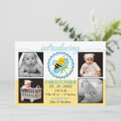 スリーピングビー男の赤ちゃん写真誕生発表 案内状 (スタンド正面)