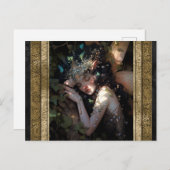 スリーピングフェアリーガールファンタジーアート ポストカード (正面/裏面)