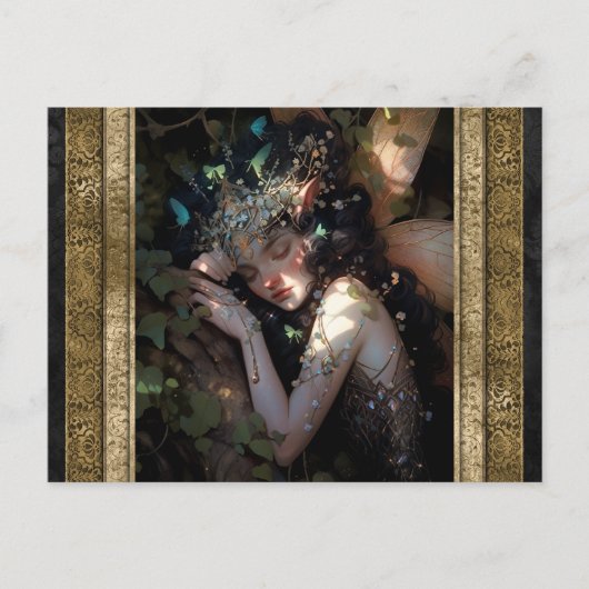 スリーピングフェアリーガールファンタジーアート ポストカード (正面)