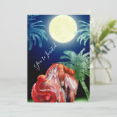 スリーピングフラミンゴスアンドムーントロピカルビーチ結婚式 招待状 (スタンド正面)