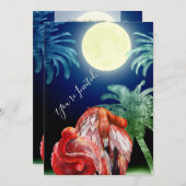 スリーピングフラミンゴスアンドムーントロピカルビーチ結婚式 招待状 (正面/裏面)