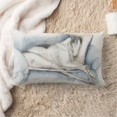 スリーピングブラックホワイトグレイハウンドドッグアート装飾用クッション ランバークッション (ブランケット)