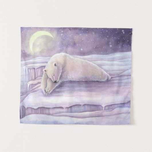スリーピングベアの幻想的な野生動物アート タペストリー (正面(横))