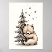 スリーピングベアクブウッドランド子供部屋アート ポスター (正面)