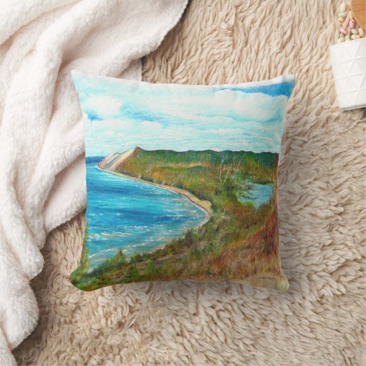 スリーピングベアデュネスレイクショアミシガンビーチスロー クッション (ブランケット)