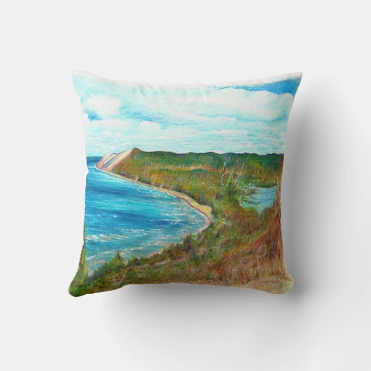 スリーピングベアデュネスレイクショアミシガンビーチスロー クッション (裏面)