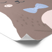 スリーピングベアマンガーンブラウンブルーボーイ子供部屋デコール ポスター (角)