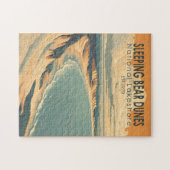 スリーピングベアーデュネスナショナルレイクショアトラベルアート ジグソーパズル (横)