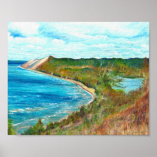 スリーピングベアーデュネスレイクショアミシガンアートプリント ポスター (正面)