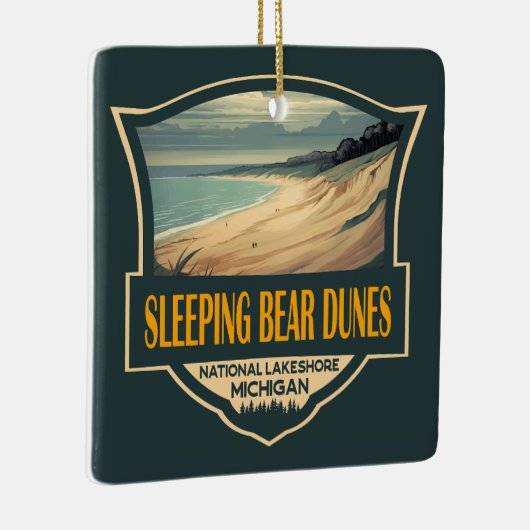 スリーピングベアーデューンズナショナルレイクショアエンブレム セラミックオーナメント (右)