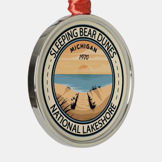 スリーピングベアーデューンズナショナルレイクショアミシガン メタルオーナメント (右)