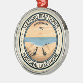 スリーピングベアーデューンズナショナルレイクショアミシガン メタルオーナメント (左)