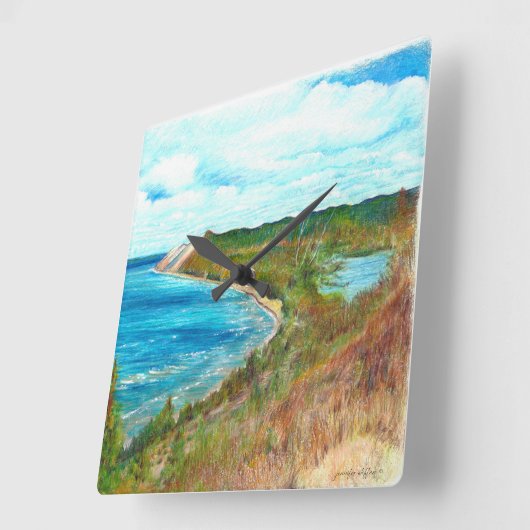 スリーピングベアーデューンズレイクショアミシガンビーチ スクエア壁時計 (傾斜)