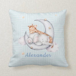 スリーピングベビージラフエレファントオンザムーンボーイ クッション