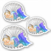 スリーピングマーメイドシェルパープルティール(緑がかった色)銀 シール (正面)