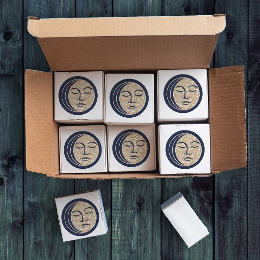 スリーピングムーン魔法ネイビーブルーヴィンテージ天空 ラウンドシール